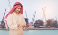 Arab businessman useing on a mobile phone