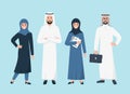 Business arabic people in traditional islamic clothes.