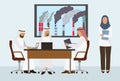 Arab businessmen sheikhs meeting, agreement signing, deal conclusion vector illustration.