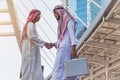 Arab businessmen worker handshaking on construction