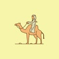 Arab on a camel colored field outline icon. Element of Arabian culture icon for mobile concept and web apps. Field outline Arab on
