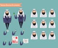 Arab character for scenes. Parts of body template for animation