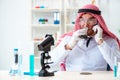The arab chemist scientist testing quality of oil petrol Royalty Free Stock Photo