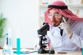 The arab chemist scientist testing quality of oil petrol Royalty Free Stock Photo