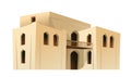 Arab clay double decker hut with balcony. Middle Eastern adobe dwelling. Africa and Asia traditional house. Isolated on