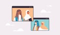 Arab couple having virtual meeting with grandparents during video call family chat communication concept Royalty Free Stock Photo