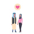 Arab couple in love, full length avatar on white background, successful family concept, tree of genus flat cartoon
