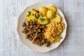 Arab Cuisine Lamb Meat, Bulgur and baked slice potatoes.