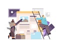 arab developers couple creating website ui interface web application development program software optimization Royalty Free Stock Photo