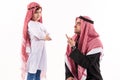 Arab dissatisfied father scolds son in ethnic