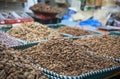 Arab dried fruit exhibition in the city of Beni Mellal (Morocco). Royalty Free Stock Photo
