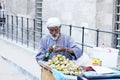 Arab egyptian selling prickly pears in egypt Royalty Free Stock Photo