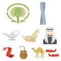 Arab Emirates set icons in cartoon style.