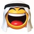 Arab emoji isolated on white background, LoL Arabian face emoticon 3d rendering