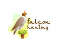 Arab falconry, falcon and falcon hunting, illustration and logo design. Bird, animal, predator and hunt, vector