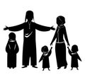 Arab family Muslim mother father happy kids vector