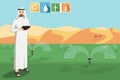 Arab farmer controls irrigation system.