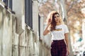 Arab girl in casual clothes in the street.