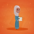 Arab Girl Hold Books Small Cartoon Pupil Muslim Female