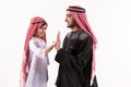 Arab happy father gives five little sons