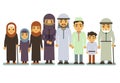 Arab happy smiling family vector characters Royalty Free Stock Photo