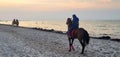 Arab horseman on the beach Royalty Free Stock Photo