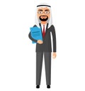 Arab iran businessman with glasses and briefcase vector flat car