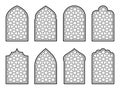 Arab islamic arch frame window ornament set Royalty Free Stock Photo