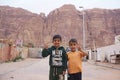 Arab kids waving peace and love Royalty Free Stock Photo