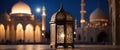 Arab Lanterns Grace the Ramadan Mosque, AI Generated. Royalty Free Stock Photo
