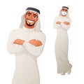 Arab man with arms crossed. Cartoon vector character. Royalty Free Stock Photo