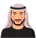 Arab man avatar face front view in traditional muslim hat cartoon character - vector Illustration Royalty Free Stock Photo