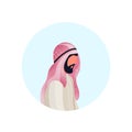 Arab man beard profile avatar icon isolated male traditional clothes cartoon character portrait flat