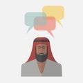 Arab man with colorful dialog speech bubbles Royalty Free Stock Photo