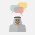 Arab man with colorful dialog speech bubbles Royalty Free Stock Photo