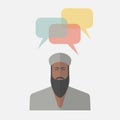 Arab man with colorful dialog speech bubbles Royalty Free Stock Photo