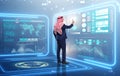 Arab man in data management concept