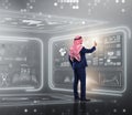 Arab man in data management concept