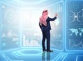 Arab man in data management concept