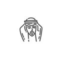 Arab man flat outline icon of Egypt, concept silhouette