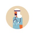 Arab man medical doctor stethoscope healthcare concept profile icon arabic male avatar portrait flat