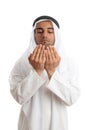 Arab man with open palms praying Royalty Free Stock Photo