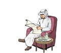 Arab Man read news paper on sofa - Vector Illustration