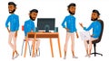 Arab Man Office Worker Vector. Arabic Traditional Clothes. Ghutra. Business Set. Facial Emotions, Gestures. Animated