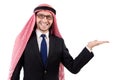 Arab man in specs holding hands Royalty Free Stock Photo