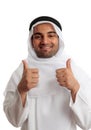 Arab man thumbs up success Royalty Free Stock Photo