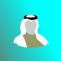arab man with white head cover simple flat illustration