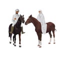 Arab man and woman on horseback