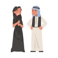 Arab Man and Woman Standing in Traditional Muslim Dress and Long Flowing Garment Vector Illustration Royalty Free Stock Photo