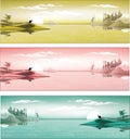 Arab metropolis on the coast in three colors. Royalty Free Stock Photo